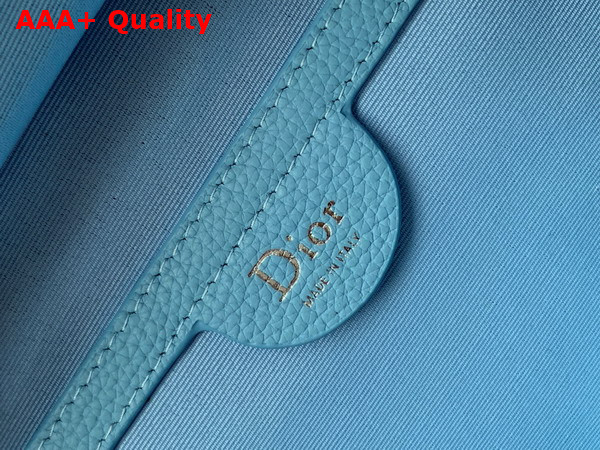 Dior Archie Zipped Bag with Strap Myosotis Blue Grained Calfskin Replica