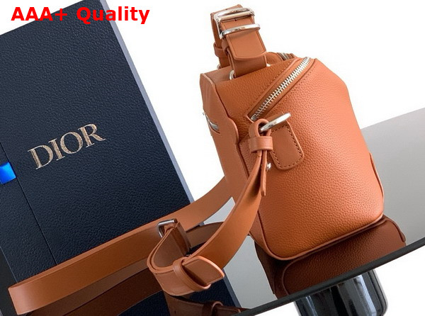 Dior Archie Zipped Bag with Strap Tan Grained Calfskin Replica