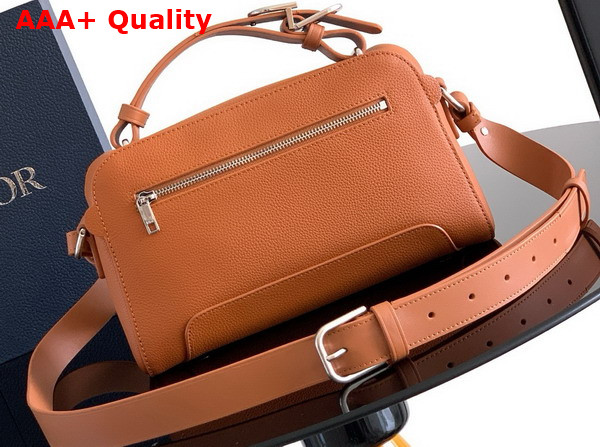 Dior Archie Zipped Bag with Strap Tan Grained Calfskin Replica