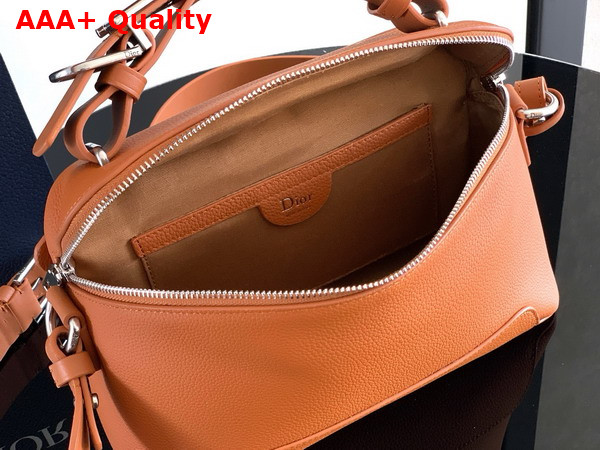 Dior Archie Zipped Bag with Strap Tan Grained Calfskin Replica