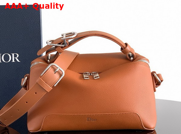 Dior Archie Zipped Bag with Strap Tan Grained Calfskin Replica