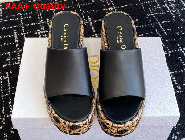 Dior Attitude Dior Wedge Slide in Black Calfskin Replica
