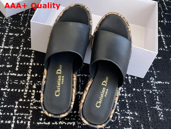 Dior Attitude Dior Wedge Slide in Black Calfskin Replica