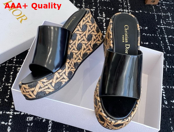 Dior Attitude Dior Wedge Slide in Black Glazed Calfskin Replica