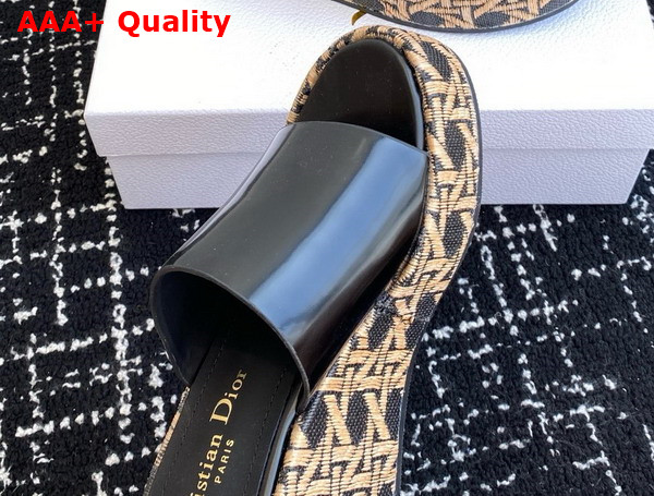 Dior Attitude Dior Wedge Slide in Black Glazed Calfskin Replica