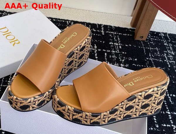 Dior Attitude Dior Wedge Slide in Camel Calfskin Replica