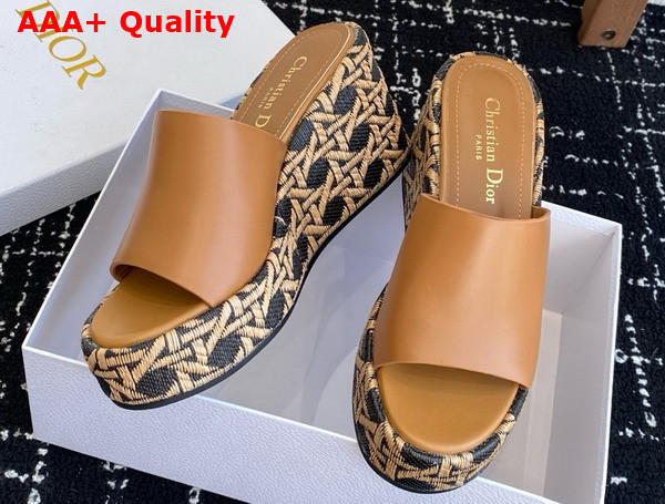 Dior Attitude Dior Wedge Slide in Camel Calfskin Replica
