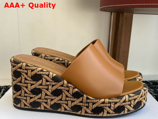 Dior Attitude Dior Wedge Slide in Camel Calfskin Replica