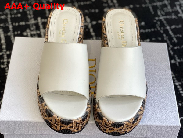 Dior Attitude Dior Wedge Slide in White Calfskin Replica