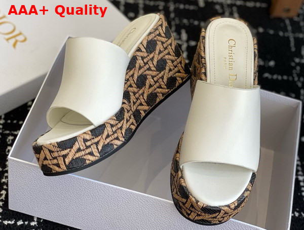 Dior Attitude Dior Wedge Slide in White Calfskin Replica