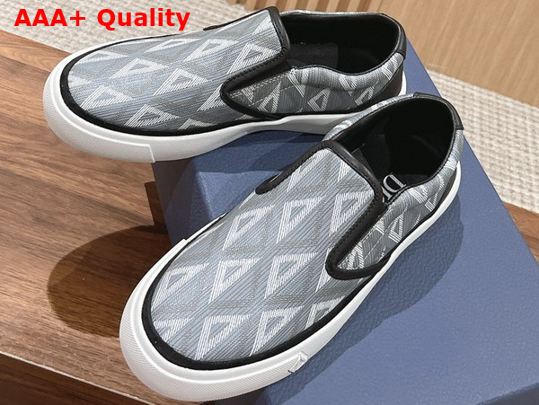 Dior B101 Slip On Sneaker Gray CD Diamond Canvas and Smooth Calfskin Replica