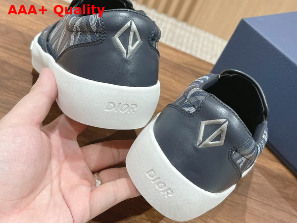 Dior B101 Slip On Sneaker Navy Blue CD Diamond Canvas and Smooth Calfskin Replica