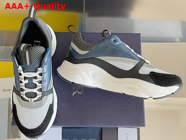 Dior B22 Sneaker White and Gray Technical Mesh with Blue Black and Gray Calfskin Replica