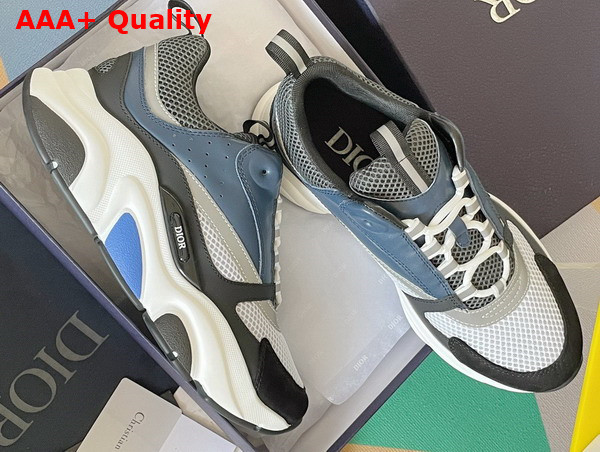 Dior B22 Sneaker White and Gray Technical Mesh with Blue Black and Gray Calfskin Replica