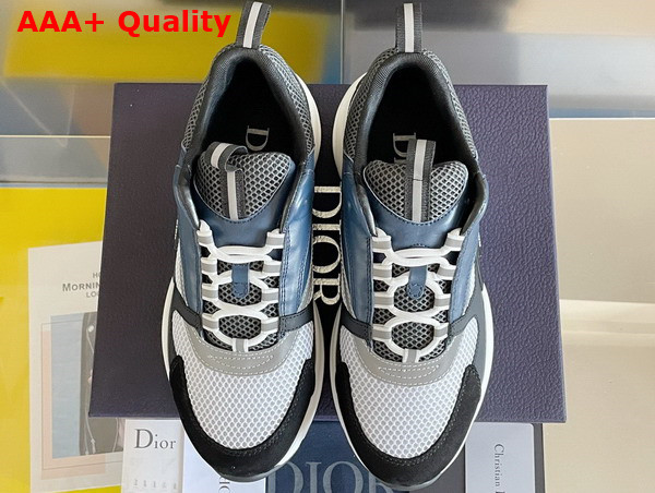 Dior B22 Sneaker White and Gray Technical Mesh with Blue Black and Gray Calfskin Replica