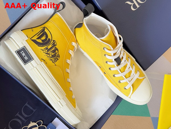 Dior B23 High Top Sneaker Yellow Canvas with Asterodior Signature Replica