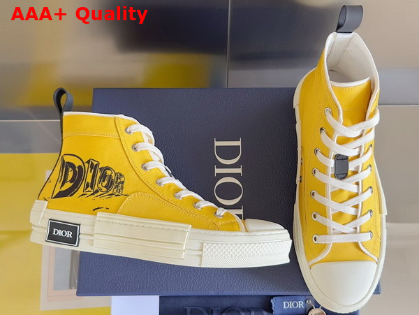 Dior B23 High Top Sneaker Yellow Canvas with Asterodior Signature Replica