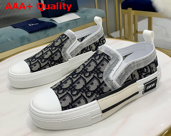 Dior B23 Slip On Sneaker Black and White Dior Oblique Canvas Replica