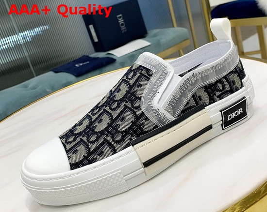 Dior B23 Slip On Sneaker Black and White Dior Oblique Canvas Replica