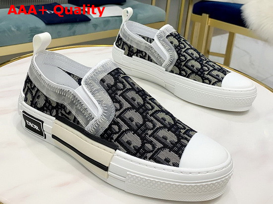 Dior B23 Slip On Sneaker Black and White Dior Oblique Canvas Replica
