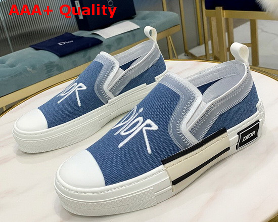 Dior B23 Slip On Sneaker Blue Canvas with Dior and Shawn Signature Replica