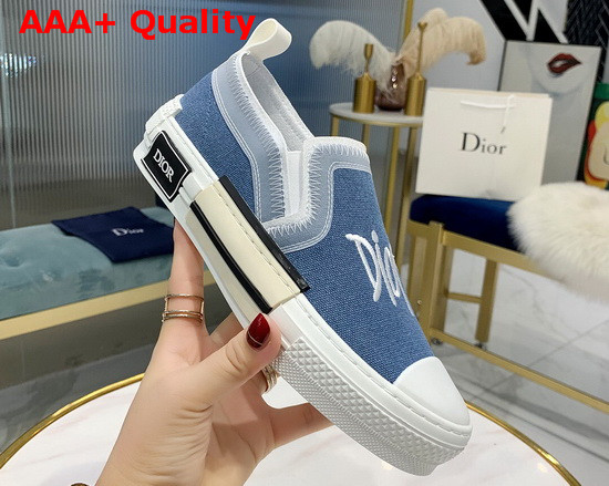 Dior B23 Slip On Sneaker Blue Canvas with Dior and Shawn Signature Replica