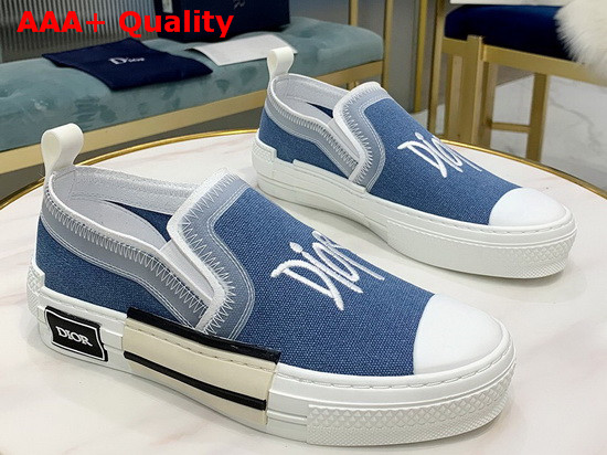 Dior B23 Slip On Sneaker Blue Canvas with Dior and Shawn Signature Replica