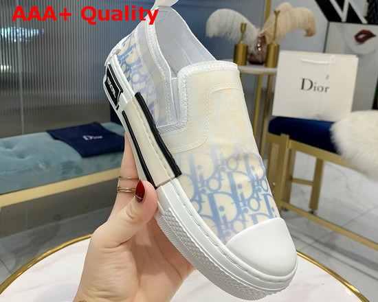 Dior B23 Slip On Sneaker Light Blue and White Dior Oblique Canvas Replica