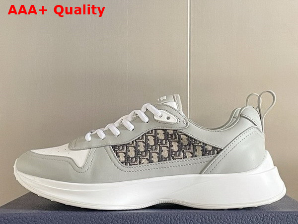 Dior B25 Runner Sneaker Dior Gray and White Smooth Calfskin with Beige and Black Dior Oblique Jacquard Replica