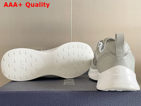 Dior B25 Runner Sneaker Dior Gray and White Smooth Calfskin with Beige and Black Dior Oblique Jacquard Replica
