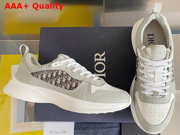 Dior B25 Runner Sneaker Dior Gray and White Smooth Calfskin with Beige and Black Dior Oblique Jacquard Replica