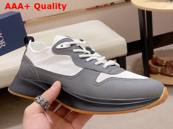Dior B25 Runner Sneaker Gray Smooth Calfskin White Dior Oblique Canvas and Technical Mesh Replica