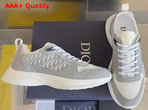 Dior B25 Runner Sneaker Gray Suede and White Technical Mesh with Blue and White Dior Oblique Canvas Replica