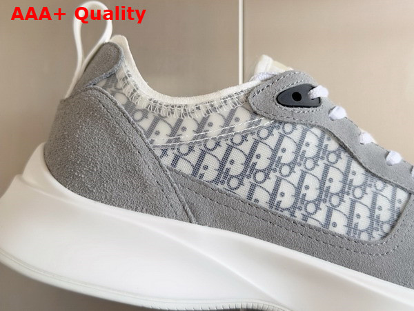 Dior B25 Runner Sneaker Gray Suede and White Technical Mesh with Blue and White Dior Oblique Canvas Replica
