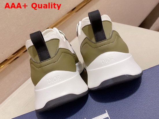 Dior B25 Runner Sneaker Khaki Smooth Calfskin White Dior Oblique Canvas and Technical Mesh Replica