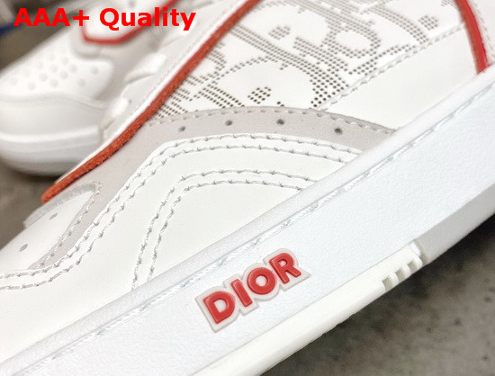 Dior B27 High Top Sneaker White and Red Smooth Calfskin with White Dior Oblique Galaxy Leather Replica
