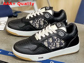 Dior B27 Low Top Sneaker Black Smooth Calfskin with Beige and Black Dior Oblique Jacquard Canvas Replica