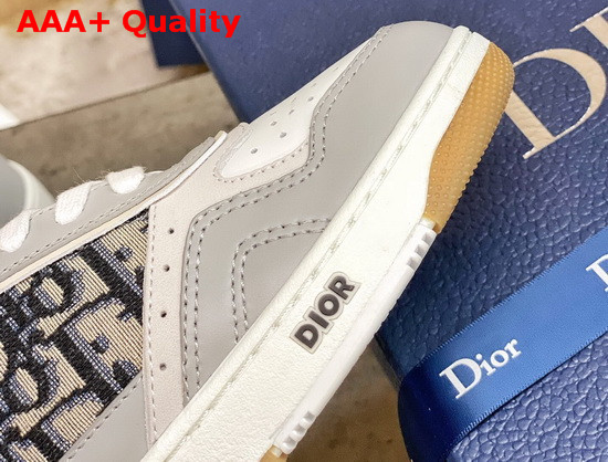 Dior B27 Low Top Sneaker Gray and White Smooth Calfskin with Beige and Black Dior Oblique Jacquard Canvas Replica