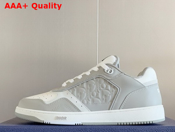 Dior B27 Low Top Sneaker Gray and White Smooth Calfskin with Gray Dior Oblique Embossed Calfskin Replica