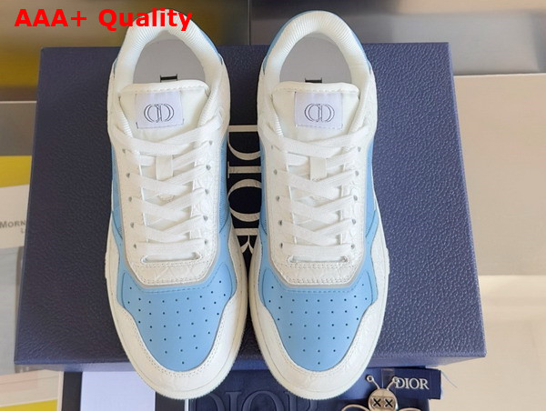 Dior B27 Low Top Sneaker White Crocodile Embossed Calfskin and Blue Smooth Calfskin with Blue Dior Oblique Galaxy Leather Replica