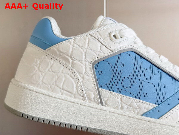 Dior B27 Low Top Sneaker White Crocodile Embossed Calfskin and Blue Smooth Calfskin with Blue Dior Oblique Galaxy Leather Replica