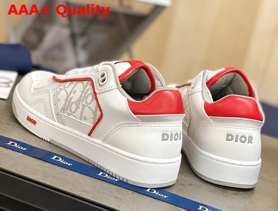 Dior B27 Low Top Sneaker White and Red Smooth Calfskin with White Dior Oblique Galaxy Leather Replica