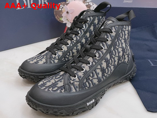 Dior B28 High Top Sneaker Beige and Black Dior Oblique Jacquard and Black Rubber Replica