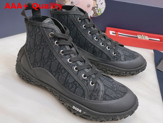 Dior B28 High Top Sneaker Black Dior Oblique Jacquard and Black Rubber Replica