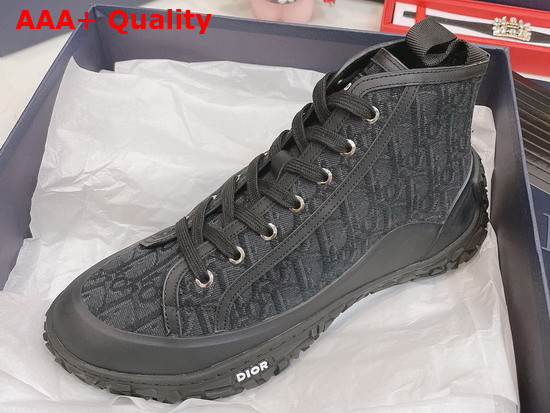 Dior B28 High Top Sneaker Black Dior Oblique Jacquard and Black Rubber Replica