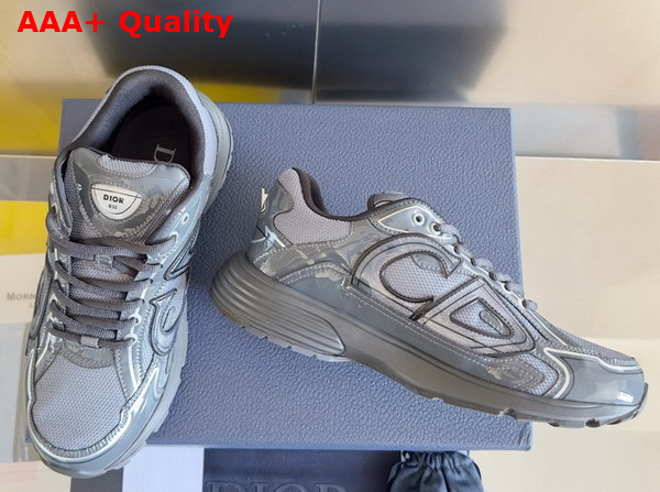 Dior B30 Countdown Sneaker in Light Gray Technical Mesh and Gray Brilliant Finish Technical Fabric Replica