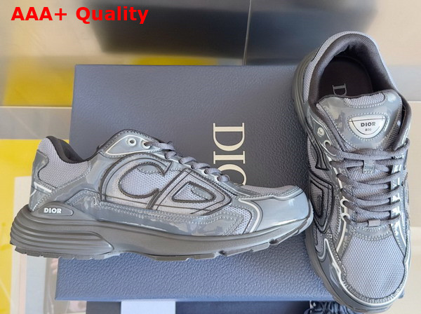 Dior B30 Countdown Sneaker in Light Gray Technical Mesh and Gray Brilliant Finish Technical Fabric Replica