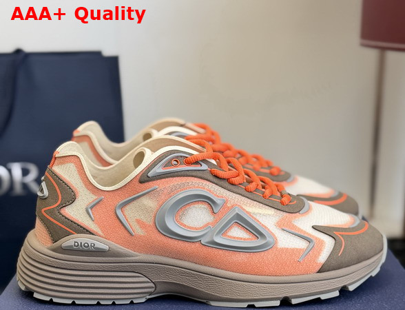 Dior B30 Countdown Tech Sneaker Beige Semi Transparent N3O Nylon Brown and Orange Technical Fabric and Gray Rubber Replica