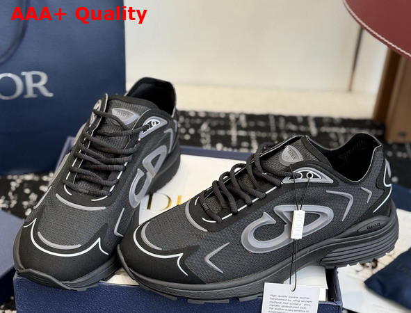 Dior B30 Countdown Tech Sneaker Black Semi Transparent N3O Nylon Black Technical Fabric and Gray Rubber Replica