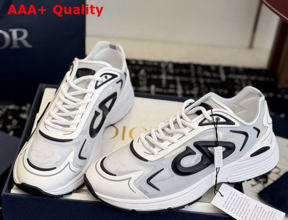 Dior B30 Countdown Tech Sneaker White Semi Transparent N3O Nylon White and Gray Technical Fabric and Navy Blue Rubber Replica